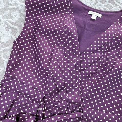 Garnet Hill Polka Dot Poplin Tie-Waist Dress 8 Plum $119 EUC V-Neck 100% Cotton - Picture 8 of 13