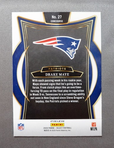 Drake Maye 2024 Panini Select Concourse #27 negro y verde Shock Prizm (RC) - Imagen 2 de 2