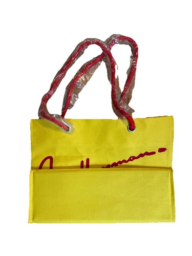 Vintage Fred Hayman Beverly Canvas Tote Yellow 16" x 11" x 5" - Picture 3 of 6