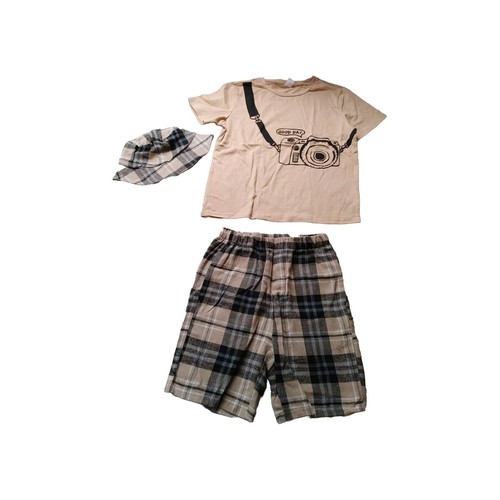 NEW Shein Kids Boy 9Y Shorts Set Outfit Explorer Shirt, Shorts & Hat Set Summer - Picture 2 of 6