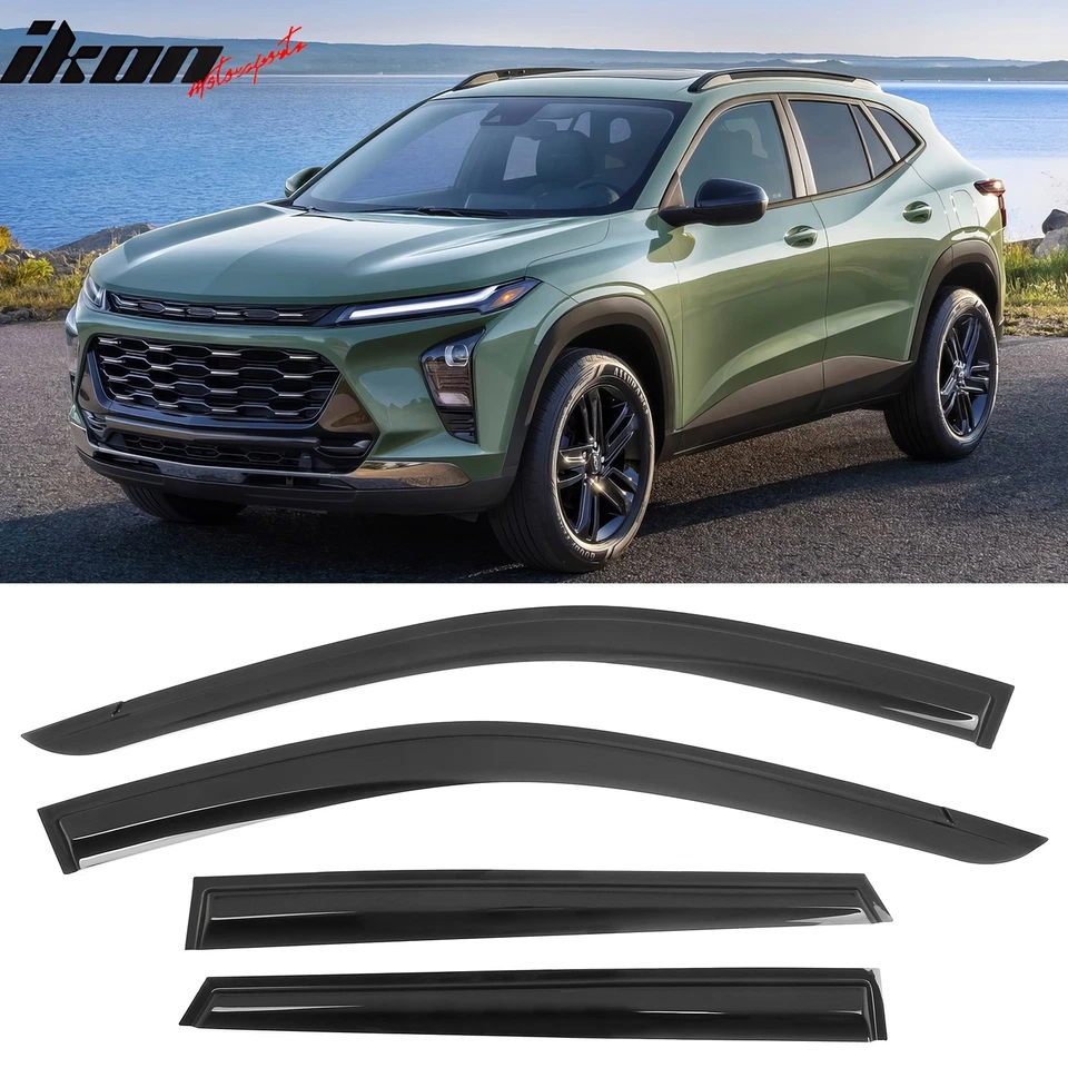 Fits 24-26 Chevy Trax 4PCS Mugen Style Window Visor Rain Deflector Smoke Acrylic