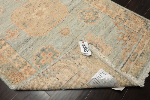 LoomBloom 3x5 Hand Knotted Wool Mint Afghan Oushak Transitional Rug - Picture 4 of 6