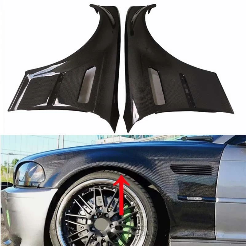 Cubierta de alas guardabarros delanteros de fibra de carbono real para BMW M3 E46 2 puertas 2001-2006 par Foto 2 de 4