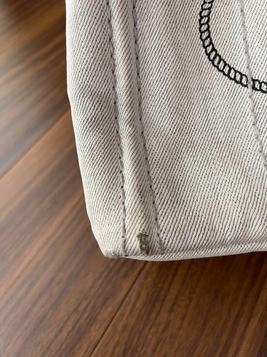 Prada Canapa 2way Tote Shoulder Bag Denim Light Gray Women's Logo Plate Used - Picture 6 of 9