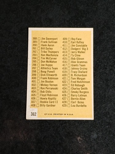 Vtg 1963 Topps #362 5th Series Checklist Baseball Card EX - Picture 7 of 14