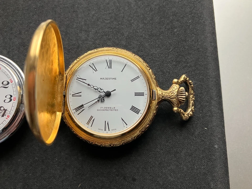 Lote de relojes de bolsillo suizos 17 joyas, Majestime & Croton Foto 3 de 4