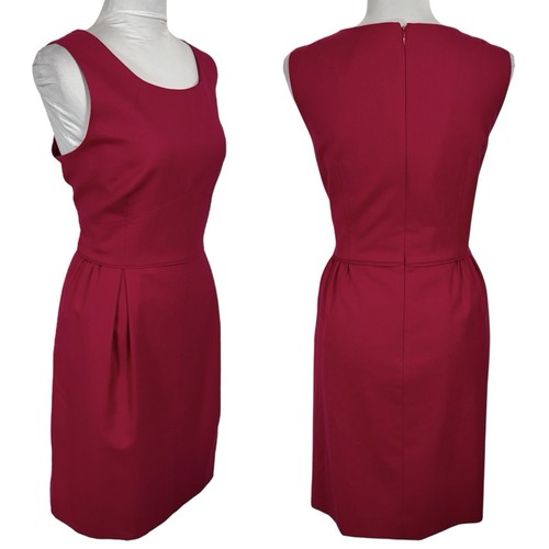 J.CREW Pleated Sheath Dress Size 18 Wool Blend Raspberry Pink Sleeveless Office - Picture 3 of 17