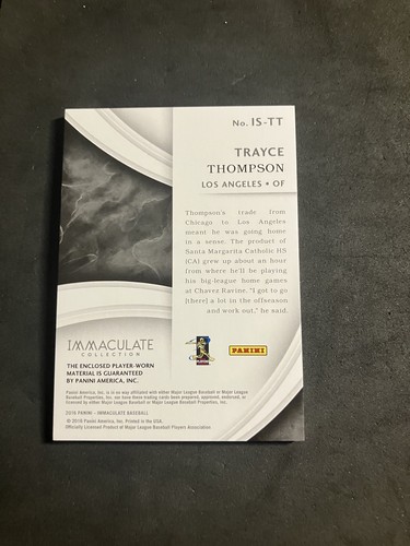 2016 Panini Immaculate Immaculate Swatches #3/10 Trayce Thompson IS-TT Rookie RC - Picture 2 of 2