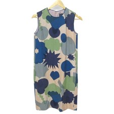 mina perhonen Flower Basket wool silk Sleeveless Dress size 36 Multi-color