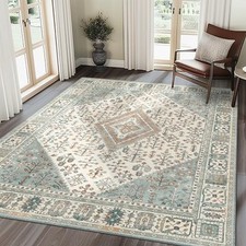 8x10 Area Rugs for Living Room, Machine Washable Boho Vintage Rug 8X10 Green