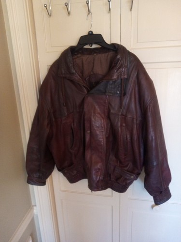 Vintage 80s K-Brand Genuine Leather Button Up Zip Jacket Medium Brown Medium - Bild 1 von 11