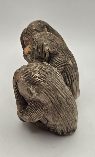 Vintage Ceramic Monkey Trio Figurine ~ See No Evil Hear No Evil Speak No Evil ๐ - Picture 4 of 8