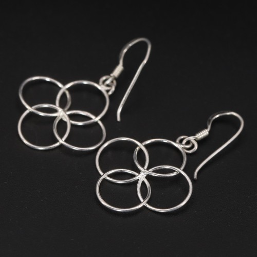 Sterling Silver - LA ROCKS Modern Circle Link Dangle Earrings - 1g