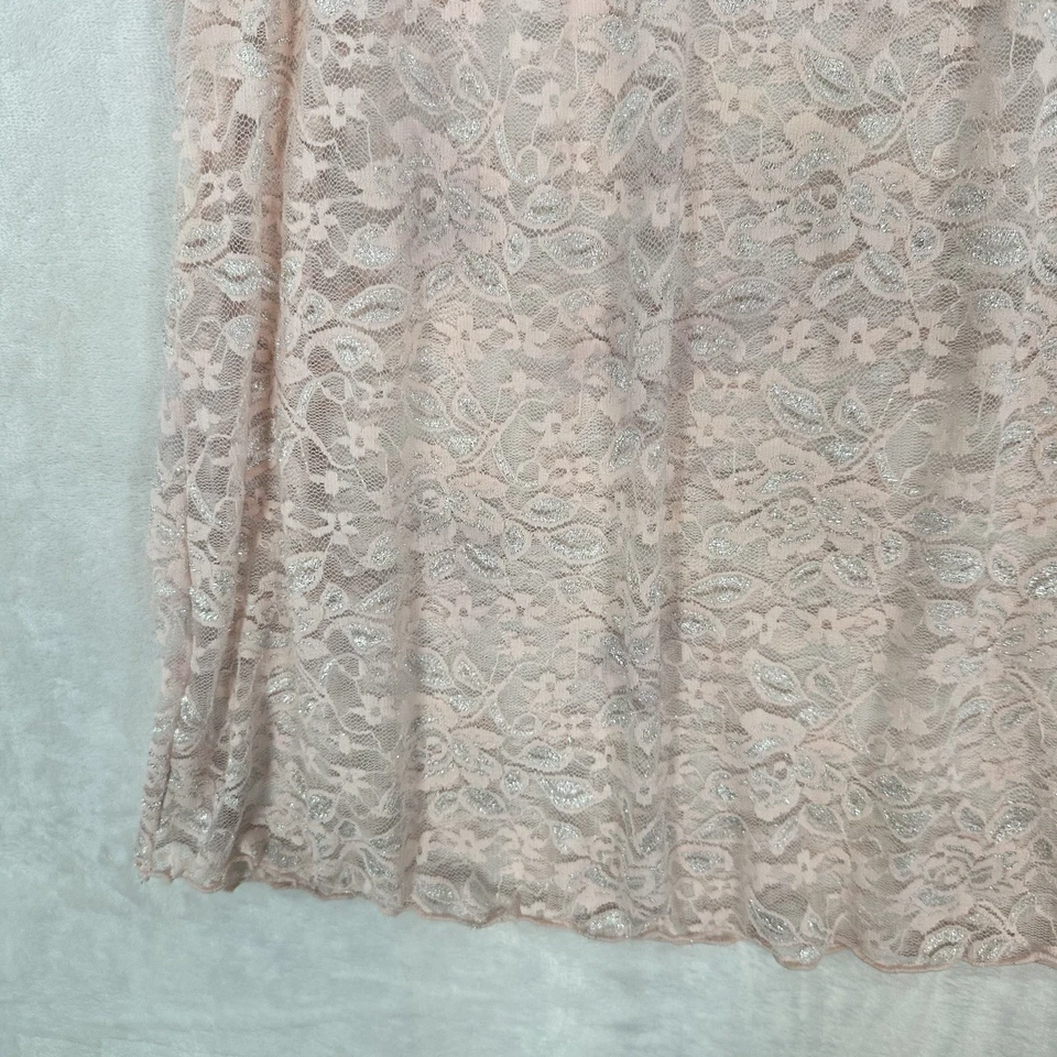 Camiseta sin mangas vintage Avon para mujer 2X rosa encaje Y2K elástica hada princesa transparente Foto 4 de 4