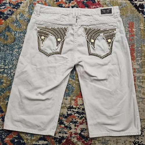 VTG Robin's Jean Shorts Mens Size 38 x 17" Inseam Studded Pockets White - Picture 2 of 13