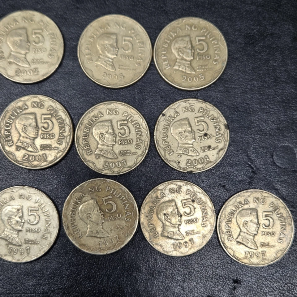 Philippines 5 PISO Coin W/ Revolutionary Emilio Aguinaldo 1996 - 2005 Lot Of 13 - Image 4 of 4