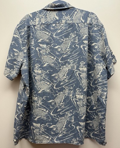 Polo Ralph Lauren Uomo Hawaiian Koi Fish Manica Corta Blu Grigio Camicia Tg. 2XL - Foto 4 di 6