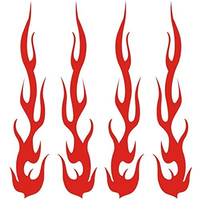 Red Hot Rod Flame Fire Tribal Retro Reflective Decals Sticker for Helmet Cane 