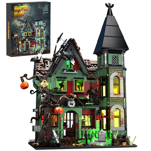 Haunted House Building Set, Halloween House Building Toy with Lights Compatib...
