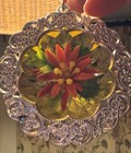 A Vintage !Diorama Christmas Bauble! Decoration 3D Poinsettia Flower Tree Bauble