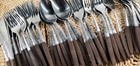 52 Pc Set Interpur Stainless Flatware Synthetic Canoe Wood Handle Japan 