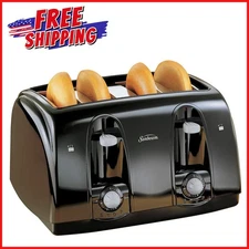 SUNBEAM 4-SLICE WIDE SLOT TOASTER Kitchen Electric 7 Shade Toasting Settings NEW