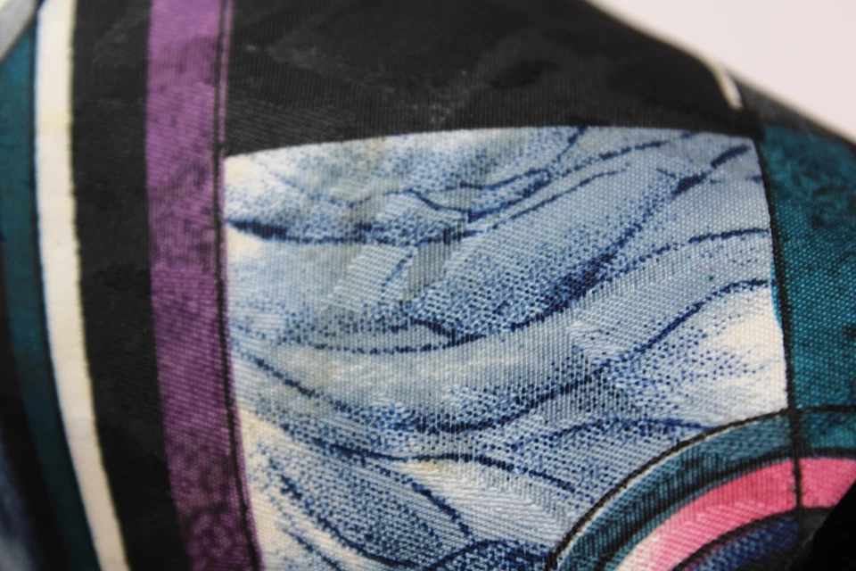 Corbata para hombre Adolfo X-Long brillante colorida negra abstracta geométrica audaz 60x3,5" Foto 4 de 4