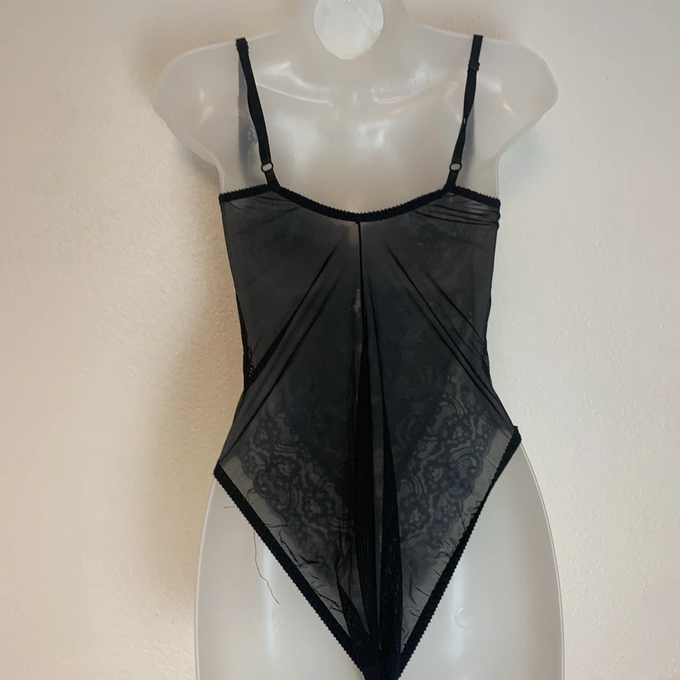 Vtg Victoria's Secret Gold Label Bodysuit Sheer Floral Lace Lingerie ILGWU - Image 3 of 4