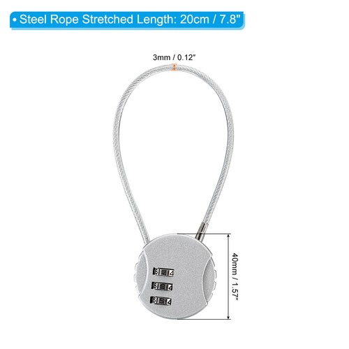 Small Combination Lock 7.8 Inch, 3 Pack 3 Digit Padlock for Locker, Silver Tone - Picture 2 of 6