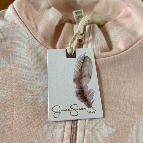 Neu mit Etikett Jessica Simpson rosa weiß Blumen Palme 1/4-Reißverschluss Pullover Top & Shorts Mädchen 12 - Bild 5 von 8