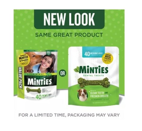 Golosinas dentales óseas Minties 80065 para perros medianos/grandes de más de 40 libras - 40 unidades - Imagen 3 de 3