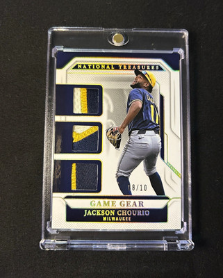 National Treasures 2025 Jackson Chourio Brewers Triple Patch Gold /10 #GGS-JC