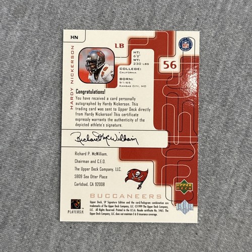 1999 SP Signature Edition Signatures #HN Hardy Nickerson Auto - Picture 2 of 2