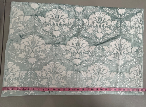 2 Frontgate Standard Pillow Shams 20x30 Green Blue Velvet Embroidered Floral - Picture 2 of 7