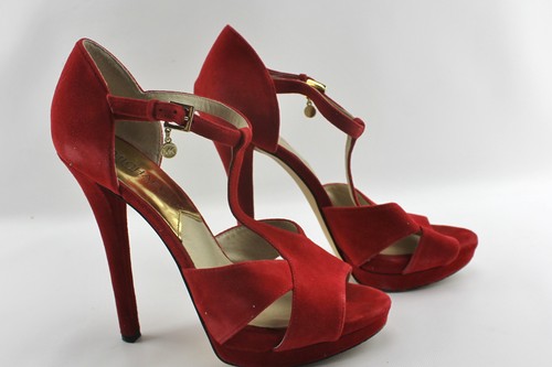 Michael Kors Red Strap Dress Heels Formal 3.5" Heel Women's Size 8 - Picture 4 of 5