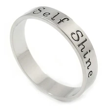 Solid Rhodium Plated 'Let Your Inner - Self Shine' Slip-On Bangle - 19cm L