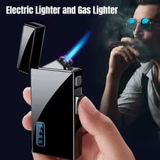 Double Purpose Electric Lighter Butane Gas Torch Lighter Windproof Dual Arc Ligh