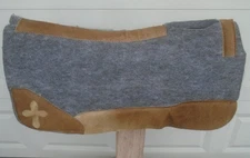 HIGH QUALITY 1-1/4" Wool Saddle PAD~CROSS Cowhide Trim~Best Ever Kush?~USED 2x