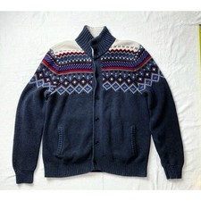 Goodfellow Co L Fair Isle Knit Sweater Mock Neck Scandinavian Button Up