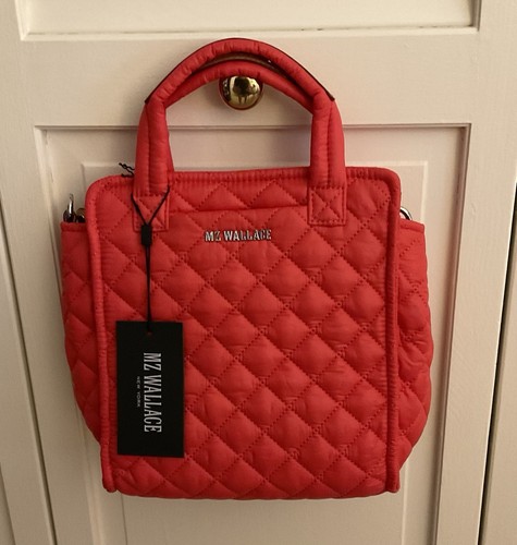 MZ Wallace Mini Metro Box Tote NWT Crossbody Quilted Coral Handbag