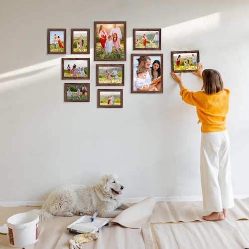 Elegant 10-Piece Multi-Size Frame Set with Rustic Finish - Perfect for DIY Decor - Picture 6 of 9