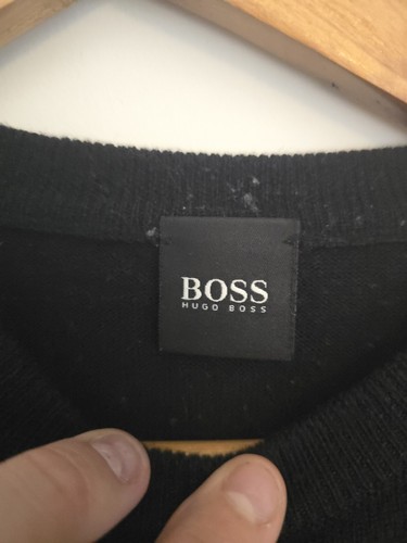 Maglione girocollo uomo HUGO BOSS maglione medio nero lana vergine - Foto 3 di 12