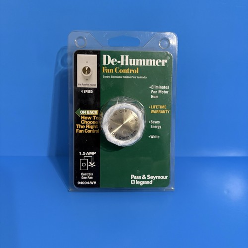 Pass & Seymour White Rotary Ceiling Fan Speed Control De-Hummer 1.5 Amp 94004-WV - Picture 1 of 6