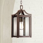 Rockford Rustic Farmhouse Outdoor Hanging Light Fixture Bronze 17" Damp Rated