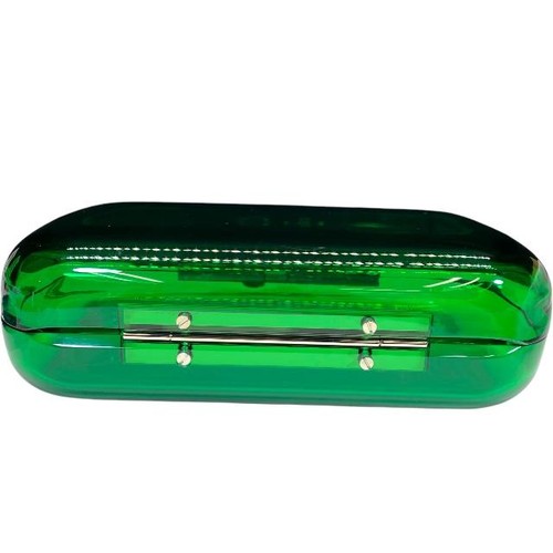 Alexander McQueen Four-Ring Clutch Bag Pochette Skull Acrylic Green clear - Picture 10 of 10