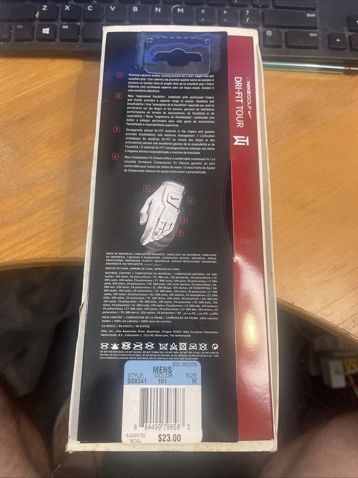 Guante de golf Dri-Fit Tour Nike para hombre grande derecho 23 cm mediano Foto 2 de 2