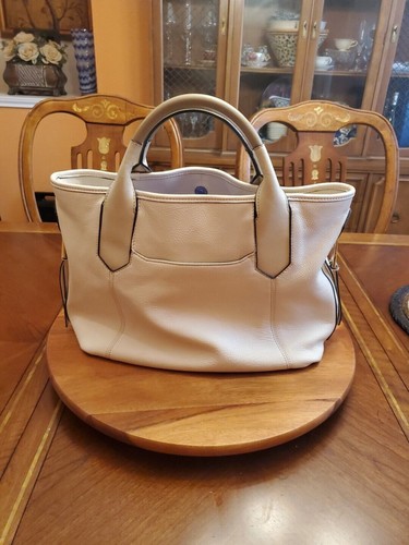 AIMEE KESTENBERG IVORY PEBBLE LEATHER LARGE LAPTOP HANDBAG TOTE WITH LONG STRAP - Picture 3 of 22