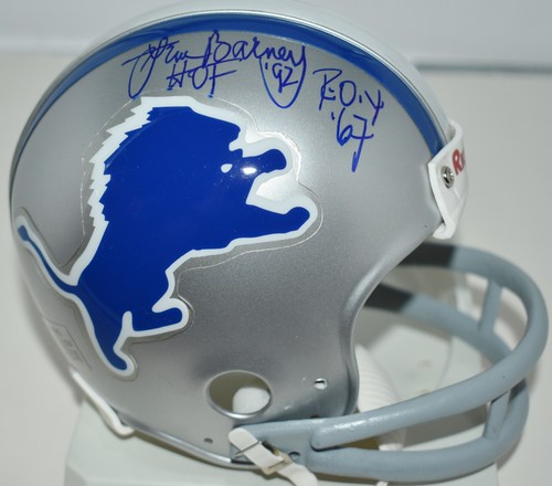 LEM BARNEY HANDSIGNIERTER TB 2 BAR MINIHELM DETROIT LIONS ROY 67, HOF 92 JSA - Bild 2 von 7