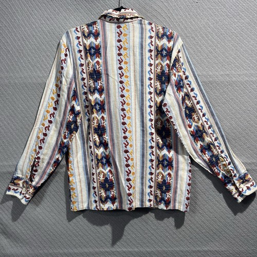Kmart Button Up Shirt Men M Beige Permanent Press Geometric Western 70’s Vintage - Picture 2 of 13