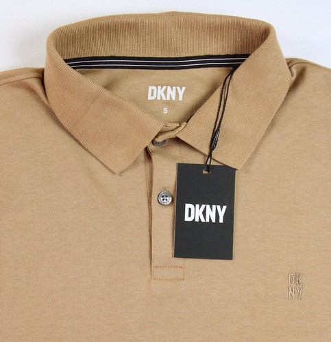 DKNY Polo Shirt Mens Small Tan Classic Cotton Blend Short Sleeve Logo Casual $79 - Picture 2 of 7